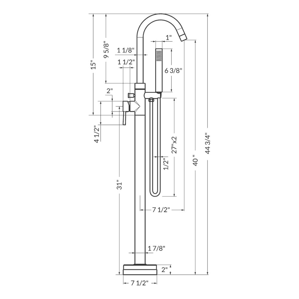 LessCare Single Handle Floor Mounted Tub Faucet with Hand Shower & Reviews Wayfair